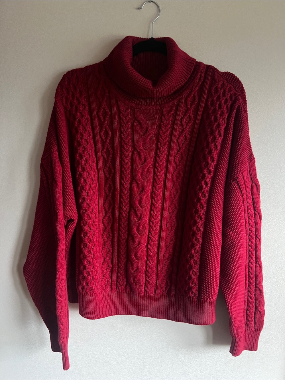 GAP Red Cable-Knit Turtleneck Sweater